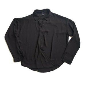 Forever 21 Small Sheer Mesh Black Button Up Womens